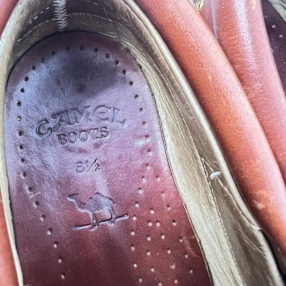 CAMEL BOOTS Brand Men's Classic Leather Boat Shoes 8.5  Chunky Sole  Old Money